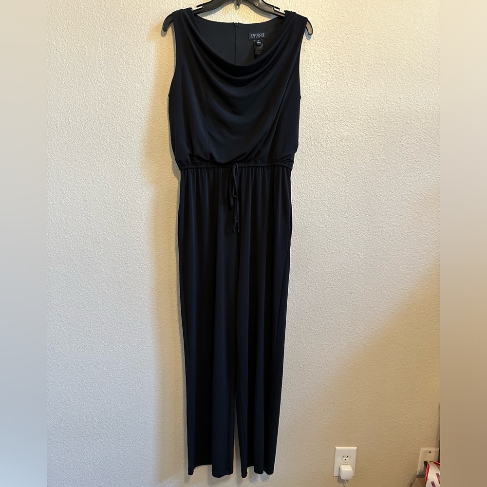 Enfocus Studio Black Draped Sleeveless Jumpsuit Woman’s Size 12
